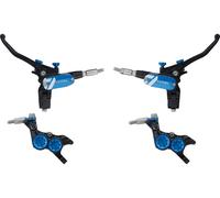 Hope Set de Freins à Disque av+arr Tech 4 V4 avec Conduite en Acier Flex bleue Satz (VR + HR)