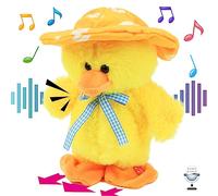 Hopearl Canard Parlant Chantant Répète Tout ce Que Vous Dites, Caneton Marchant Interactive, Animée Compagnon en Peluche Cadeau pour Enfants, Jaune, 20 cm