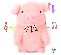 Hopearl Cochon Parlant Répète Tout ce Que Vous Dites, Porcelet Hoche la tête Interactive, Animée Compagnon en Peluche Cadeau pour Enfants, Rose, 16.5 cm