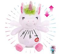 Hopearl Licorne Parlante Qui Répète et Hoche la Tête, Peluche Interactive Électrique - Cadeau pour Enfants, 19 cm