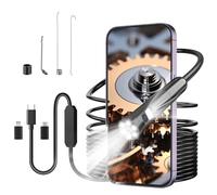 HOPEFOX Double Lentille Endoscope, 1080P WiFi Caméra Endoscopique, Sonde Étanche IP67 de 7,9mm Caméras d'inspection Câble Semi-Rigide de 3M avec 6+1 LEDs Compatible avec iOS & Android 2 Adaptateurs