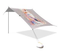 Hopeful Fox Cabane de plage pliable UPF50+, facile à installer, abri solaire portable avec sacs de sable, pelle à sable, poteaux pour jardin et camping