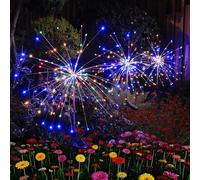 Hopelit Lot de 2 lampes solaires de jardin d'extérieur - 150 LED - 8 modes - Étanche - Pour jardinières et jardinières - Multicolore