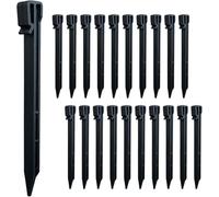 Hopelit Lot de 20 piquets de terre en plastique robuste - 25 cm - Noir - Sardines stables - Pour sols souples dans les pelouses - Tuyau perlé - Camping