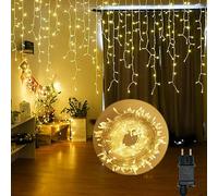 Hopelit Rideau Lumineux 5m 200LEDs, Blanc Chaud, IP44 étanche Guirlande Lumineuse Extérieur/Intérieur avec Fonction Mémoire et 8 Modes d'Eclairage pour Décoration Mariage Balcon Noël fête