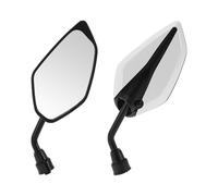 HOPESPANNER Rétroviseurs universels pour moto, réglables, en bout guidon | fixation en fer et plastique, 1 jeu, blanc, forme feuille M10