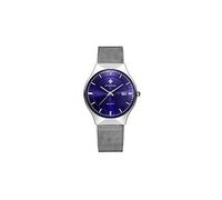 Hopeu5 wwoor montre de poignet analogique à quartz analogique en acier inoxydable ultra-fine pour hommes, avec bracelet maillé ajustable, décorée