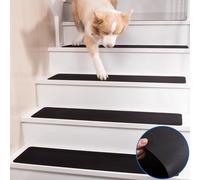 HOPEVIVA Tapis d’Escalier Antidérapants en Caoutchouc Synthétique [7 Pièces], Tapis de Marche avec Dos Gomme Antiglisse, 76×20 cm, avec Ruban Adhésif, Noir
