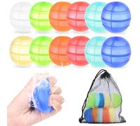 Hopeyhfm 12Pcs Ballon Bombe a Eau Réutilisable, Silicone Ballons d'eau Remplissage Rapide, Jeux d'eau Exterieur pour la plage, la piscine, les jeux amusants pour enfants et adultes