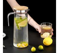 Hopeyhfm Carafe en Verre avec Couvercle, Transparent et résistant chaleur bouteille Carafe Eau, Réfrigérateur Pichet à Thé Pichet D'eau Chaud Froid Glacé, pour Vin, Thé Glacé, Jus de Fruits (1,6L)
