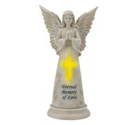 HOPEYHFM Fairy Angel Figurine Statue Jardin Exterieur, avec Croix LED, DéCoration De Jardin ExtéRieur De CimetièRe, résistantes aux intempéries et au Gel, pour Terrasse,Pelouse,Cour