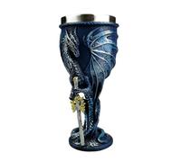HOPEYHFM Verre à vin médiéval en acier inoxydable, Verres à vin à motif de Dragon 3D, Coupe à vin vintage, Décoratif pour Donjons et Dragons, Halloween, Bar, Fête à Thème