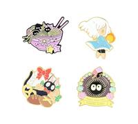 HOPEYMY26 4 Pièces Broche Princesse Mononoke,Anime Broches,Elf Badge Pin Mignon Pour Chemise Pull Vêtements Diy Vêtements à dos Chapeau à dos