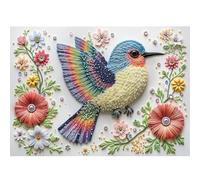 Hopgo Puzzle 1000 pièces Oiseau de pic à motifs en pierre précieuse, puzzle coloré pour adultes et enfants 70 x 50 cm