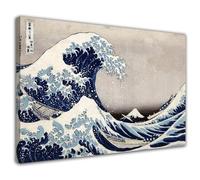 HOPHEMA Affiche de Katsushika Hokusai La Grande Vague de Kanagawa, peinture sur toile murale, décoration de chambre à coucher (40x60cm-Encadrée)