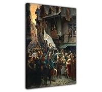 HOPHEMA Jean Jacques Scherrer Art Peinture L'Entrée de Jeanne d'Arc à Orléans le 5 mai Affiche Impression Toile Peinture Image Décoration Murale Affiche (40x60cm-Encadrée)