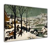 HOPHEMA Pieter Bruegel l'Ancien Art Peinture Chasseurs dans la neige Affiche Art mural Photo Impression sur toile Affiche moderne Maison Salon Décoration Peinture (50x75cm-Encadrée)