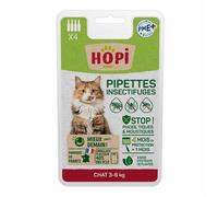 HOPI Pipette Anti Puces Chat de 3 à 6 kg - 4 mois de Protection Antiparasitaire efficace - Extraits de Plantes - Fabriqué en France