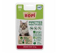 HOPI Pipette Anti Puces Chat de plus de 6 kg - 4 mois de Protection Antiparasitaire - Extraits de Plantes - Fabriqué en France
