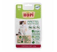 HOPI Pipette Anti Puces Chat et Chaton de moins de 3 kg - 4 mois de Protection Antiparasitaire efficace - Fabriqué en France