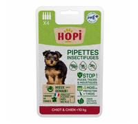 HOPI Pipette Anti Puces Chien et Chiot de moins 10 kg - 4 mois de Protection Antiparasitaire efficace - Fabriqué en France