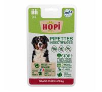 HOPI Pipette Anti Puces Chien plus de 20 kg - 4 mois de Protection Antiparasitaire - Extraits de Plantes - Fabriqué en France