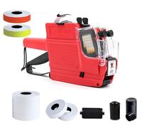 HopingMore MX6600 Pistolet à étiquettes de prix à 2 lignes à 20 chiffres avec 3 encreurs et 5 rouleaux d'autocollants blancs 2800 étiquettes de prix avec ficelle pour bureau, magasin, épicerie, cour