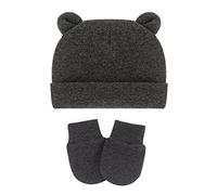 Hôpital De Coton Nouveau-né Mitaines Mitaines Coloride Couleur Solide Pouf Avec Ours Easr Et Pas Gants Doux À Gratter Set Infantile