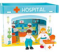 Hôpital en bois pour enfants avec figurines et accessoires
