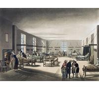 Hôpital Middlesex. Allongé à l'hôpital. Circa 1808. Après un travail d'August Pugin et Thomas Rowlandson dans le Microcosm de Londres publié en trois volumes entre 1808 et 1810 par Rudolph Ackermann