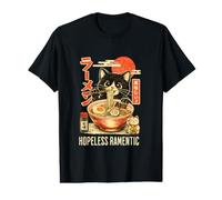 Hopless Ramentic - Chat Noir Mange des rames T-Shirt Graphique avec Valeur