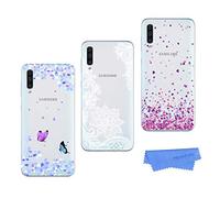 HopMore 3 Compatible avec Coques Samsung Galaxy A70 2019 Silicone Transparente Motif Panda Fleur Etui Souple Housse Samsung A70 Antichoc Mince Fine Case Housse pour Fille Filles Femme - A Motif