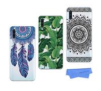 HopMore 3 Compatible avec Coques Samsung Galaxy A70 2019 Silicone Transparente Motif Panda Fleur Etui Souple Housse Samsung A70 Antichoc Mince Fine Case Housse pour Fille Filles Femme - B Motif