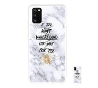 HopMore Compatible avec Coque Samsung Galaxy A41 Marbre, Etui Silicone Antichoc Motif Marble, Housse de Protection Bumper en TPU Souple Transparente pour Samsung A41 - Lune