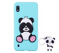 HopMore Compatible pour Coque Samsung Galaxy A10 2019 Silicone Souple 3D Design Motif Panda Licorne Drôle Kawaii Etui Samsung A10 Antichoc Housse Protection pour Fille Femme Garçon - Panda Vert