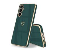 HopMore Coque pour Samsung Galaxy A54 5G Housse Silicone Etui Souple TPU Case avec Doré Coeur Amour Motif Étui Mince Fine Antichoc Mignon Dessin Protection Cover pour Samsung A54 5G, Vert Foncé