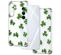 HopMore Coque Transparente pour Samsung Galaxy A16 4G / 5G Étui avec Motif Désign, Étui de Protection en Mince Souple Silicone Antichoc Fine Soft TPU Case Clair Housse pour Samsung A16, Trèfle