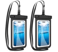 HopMore Lot de 2 pochettes étanches pour téléphone avec cordon réglable jusqu'à 7,2", IPX8 - Étui universel sous l'eau pour iPhone 16, 15, 14, 13, 12, 11 Pro, Samsung S25, S24, A56, A36, A16 - Noir