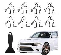 HOPNKN Lot de 8 autocollants de voiture drôle, homme en colère rappel de rayures autocollants de voiture avec grattoir, 8,4 x 8,1 cm autocollants créatifs personnalisés pour voiture mur ordinateur