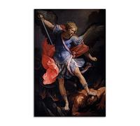 HOPNRU Archange Michael vaincu Satan peinture à l'huile affiche romantique Renaissance mur Art photo impression toile peinture affiche décorative (30x45cm-Sans cadre)