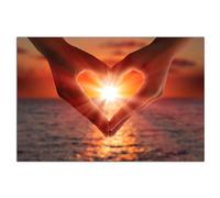 HOPNRU Bord de mer coucher de soleil geste romantique amour affiche mur art photo impression toile art peinture salon chambre nordique décoration affiche (30x45cm-Sans cadre)