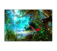 HOPNRU Deux Beaux Paons Dans La ForêT Affiche Jungle Oiseau Animal Mur Art Photo Impression Toile Peinture Moderne DéCoration Affiche (30x45cm-Sans cadre)