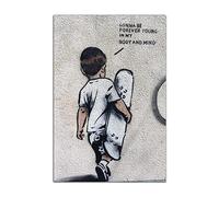 HOPNRU Graffitis De Banksy Street Art Peinture GarçOn Skateboard Wall Art Photo Impression Toile Affiche Moderne Famille GarçOn Chambre DéCoration Peinture Cadeau(30x45cm-Sans cadre)
