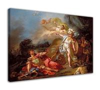 HOPNRU Jacques Louis David Le Combat de Mars et Minerve Huile Affiche Mythologie Grecque Ancienne Mur Art Photo Impression Toile Peinture Salon Décoration Affiche (30x45cm-Encadrée)