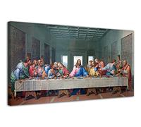 HOPNRU La Dernière Cène Mur Art Photo Da Vinci Renaissance Religieux Affiche Impression Toile Peinture Moderne Salle À Manger Salon Bureau Décoration (30x60cm-Encadrée)