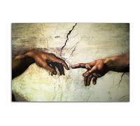 HOPNRU Michelangelo Main de Dieu Création d'Adam Affiche Renaissance Mur Art Photo Impression Toile Peinture Moderne Maison Salon Chambre Décoration Oeuvre (80x120cm-Sans cadre)