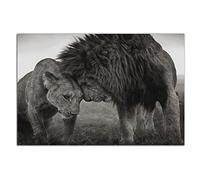 HOPNRU Noir et Blanc Animal Lion et Lionne Affiche Mur Art Image Chambre Esthétique Impression Toile Peinture pour Salon Bureau Salle De Bains Décor (50x75cm-Sans Cadre)