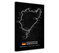 HOPNRU Nurburgring Nord Anneau Carte Affiche Mur Art Photo Impression Toile Art Peinture Moderne Famille Salon Salle D'étude Décoration Murale (40x60cm-Encadrée)