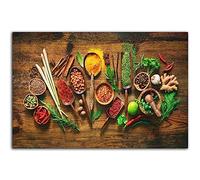 HOPNRU Planches De Bois Vintage Sur Herbes Et Épices Chili Affiche Nourriture Cuisine Mur Art Photo Impression Toile Peinture Maison Salon Cuisine Décoration Photos (30x45cm-Sans cadre)