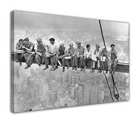 HOPNRU Rétro noir et blanc déjeuner gratte-ciel acier travailleur affiche mur Art photo impression toile peinture salon décoration (30x45cm-Encadrée)